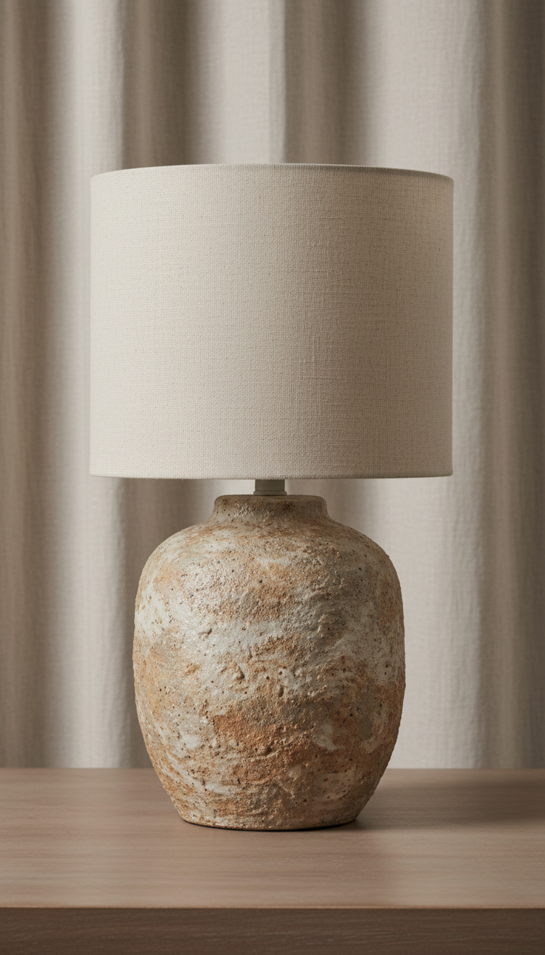 Textured stoneware table lamp (example image)