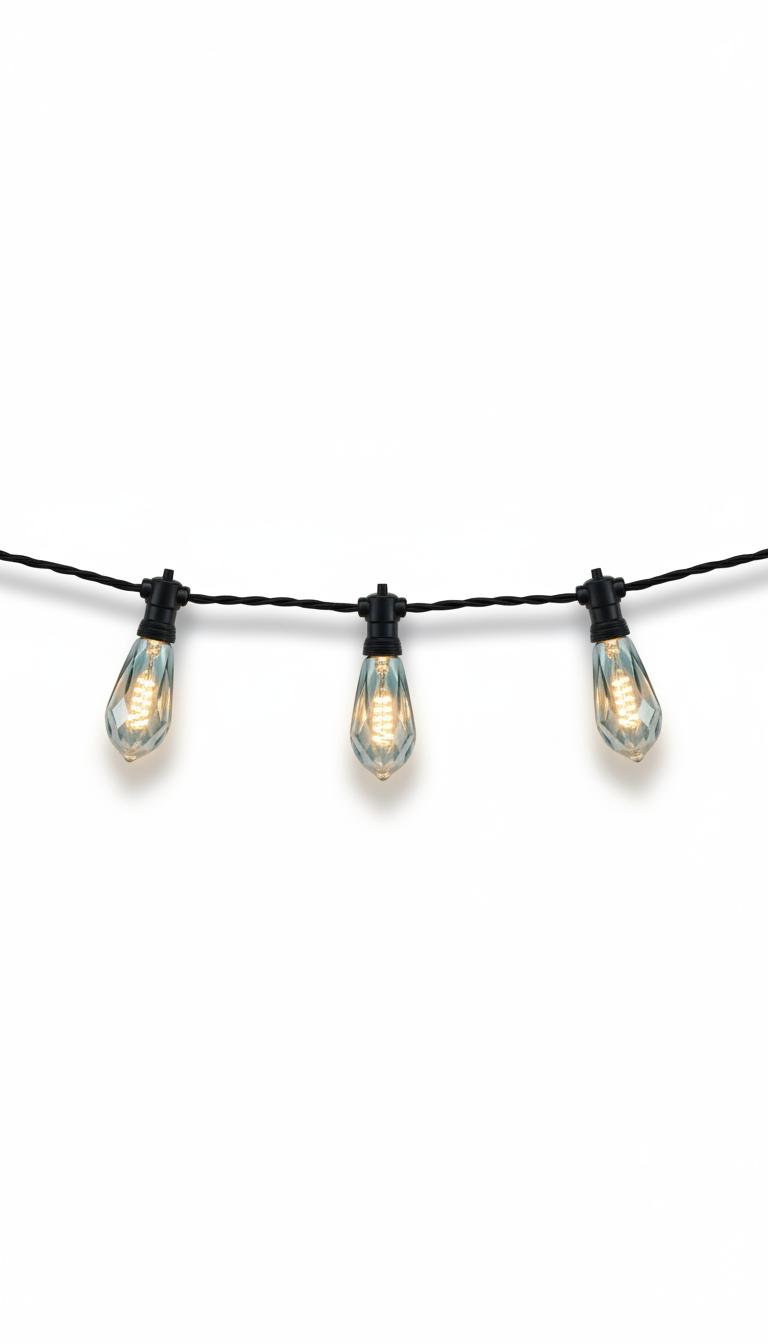 Warm white LED string lights, angle 4 (example image)