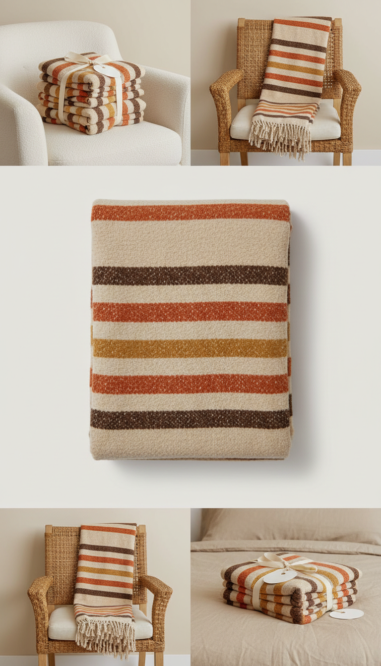 Burnt maple striped throw blanket (example image)