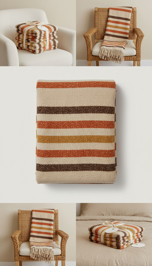 Burnt maple striped throw blanket (example image)