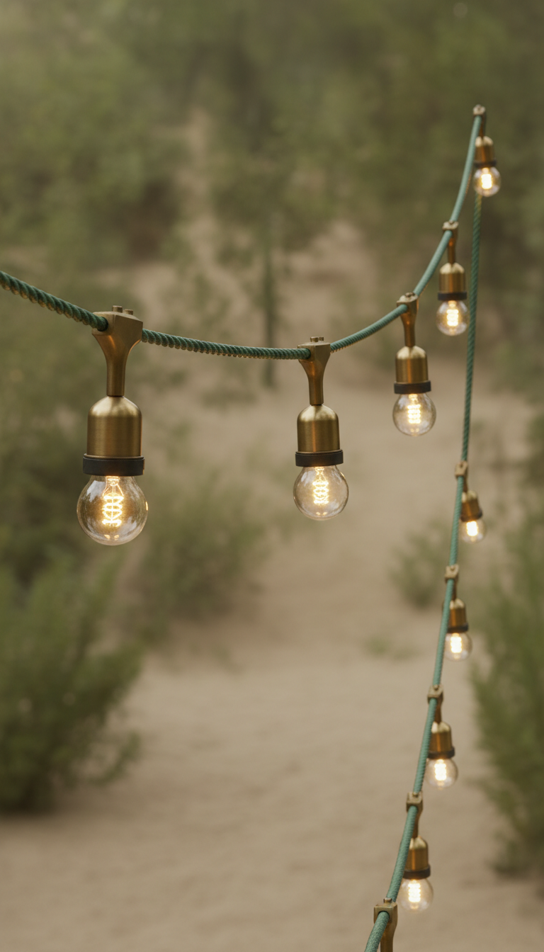 Warm white LED string lights, angle 3 (example image)